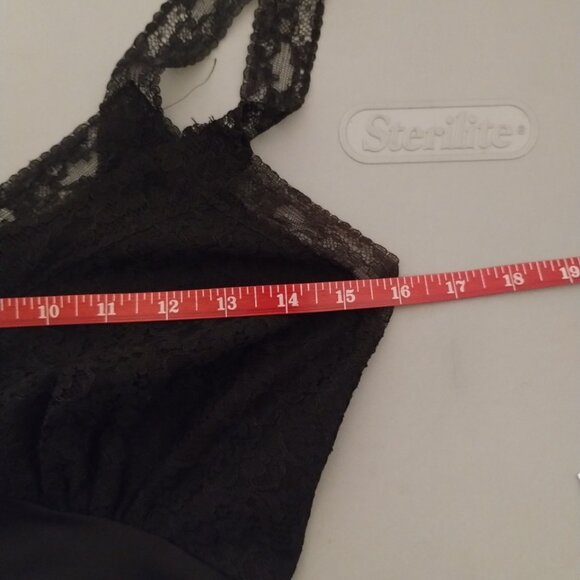 BLACK Vintage Luxite by Holeproof Nylon Slip Lace BODICE Size 34 Slip Dress-READ - Picture 10 of 11
